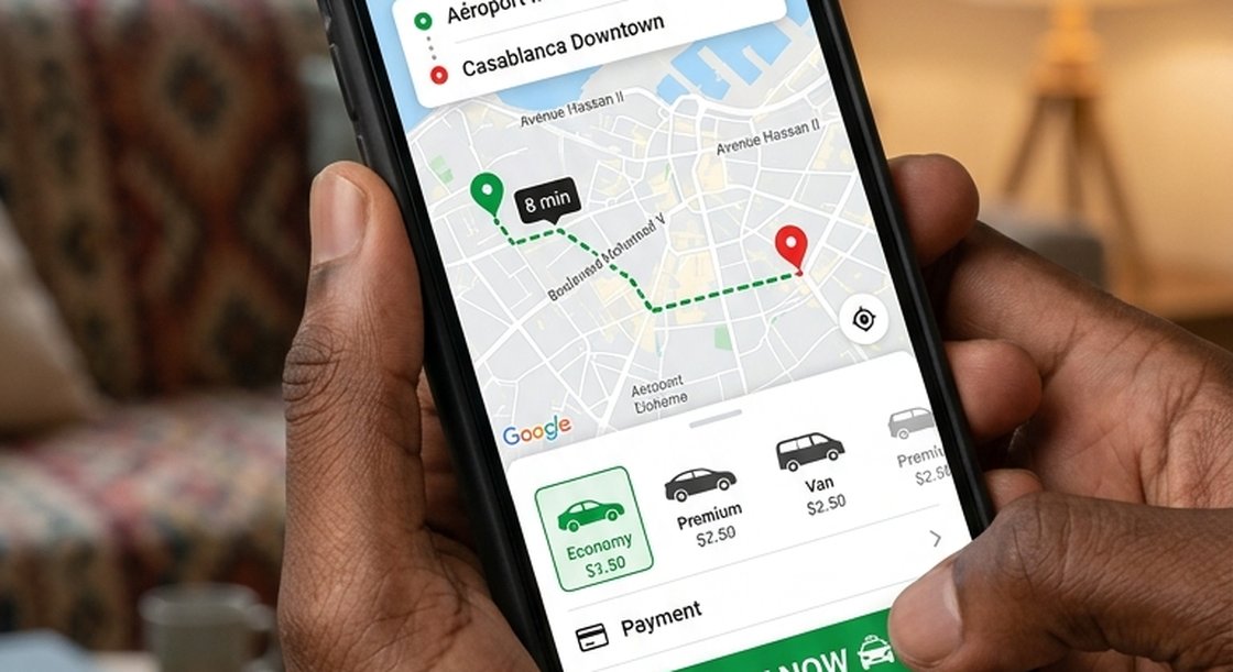 Réservation depuis l'application Teranga Taxi