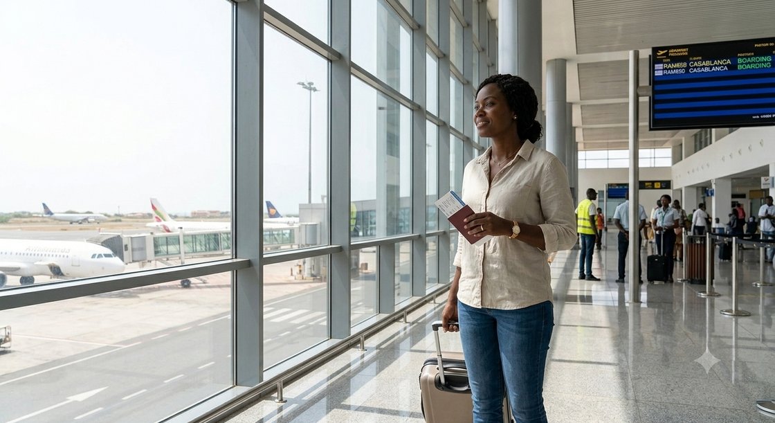 Voyageuse sénégalaise à l'aéroport